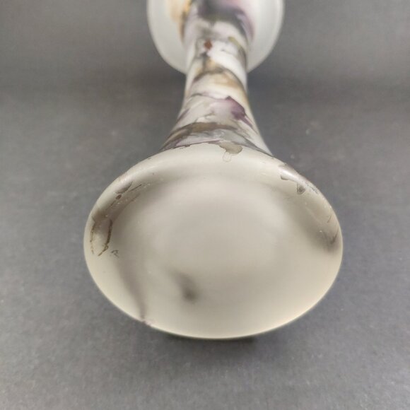 Rueven Art Glass Vase Frosted Satin Drip Matte Finish Vintage Lily Vase 10.25" - Picture 5 of 7